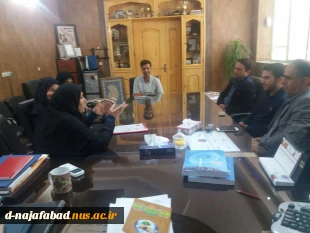 حضور خانم دکتر زارع وآقای اصفهانی ازانجمن خیریه کار آفرینی نذر اشتغال امام حسین اصفهان وبازدید از کارگاههاودستاوردهای دانشجویان دانشکده سمیه ونشست صمیمی باریاست و معاونین مرکز 6