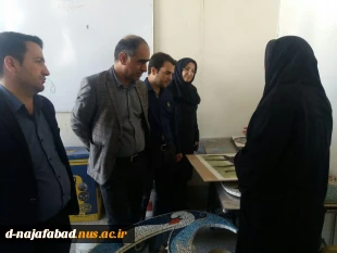 حضور خانم دکتر زارع وآقای اصفهانی ازانجمن خیریه کار آفرینی نذر اشتغال امام حسین اصفهان وبازدید از کارگاههاودستاوردهای دانشجویان دانشکده سمیه ونشست صمیمی باریاست و معاونین مرکز 9