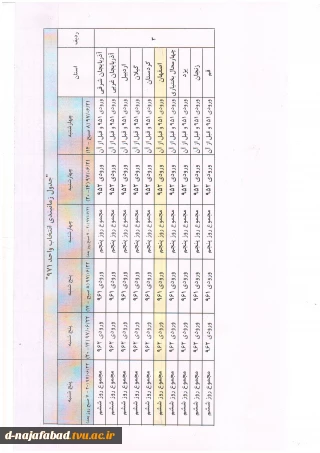 جدول زمانبندی انتخاب واحد نیمسال 971