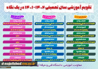 تقویم آموزشی سال تحصیلی 1402-1401