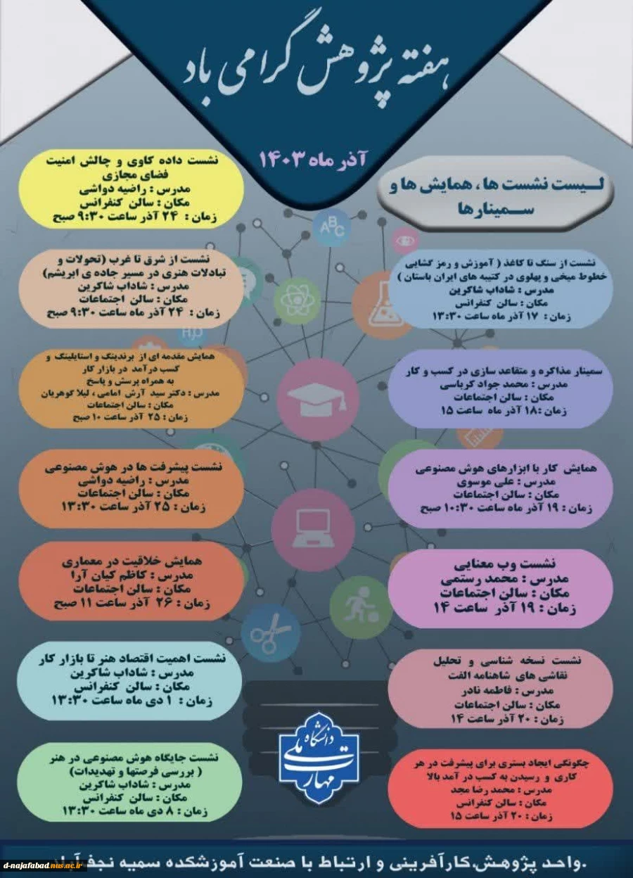 برنامه های هفته پژوهش آموزشکده ملی مهارت آموزشکده دختران نجف آباد " سمیه" 2