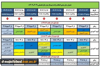 زمانبندی انتخاب واحد ترم بهمن 1403